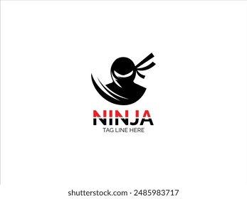 Logo ninja, diseño de Vector de logotipo ninja