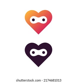 ninja love logo simple vector design illustration template