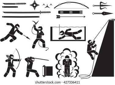 Ninja man icon set - Illustration