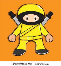 ninja mascot design vector on yellow background