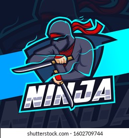 Ninja Mascot Esport Logo Design Stock Vector (Royalty Free) 1602709744 ...