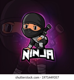 Ninja mascot esport logo design of illustration