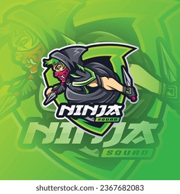 Ninja Mascot Esport Logo Design Illustration For Gaming Club