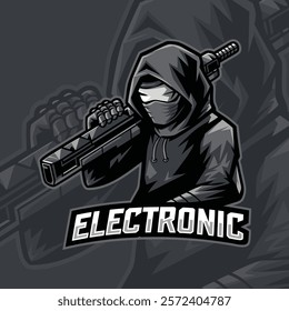 Ninja mascot esport logo design illustration