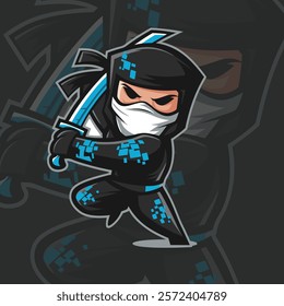 Ninja mascot esport logo design illustration