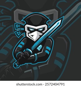 Ninja mascot esport logo design illustration