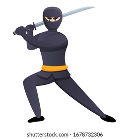 Icono de mascota Ninja. Caricatura de un icono del vector de mascota ninja para el diseño web aislado en fondo blanco