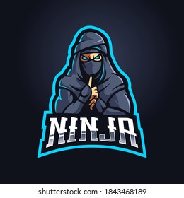 Ninja mascot logo design vector with modern illustration concept style for badge, emblem and t-shirt printing. Silent Ninja for eSport 