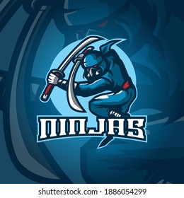 Ninja mascot logo design vector with concept style for badge, emblem and tshirt printing.