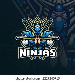 ninja mascot logo design vector with modern illustration concept style for badge, emblem and t shirt printing. ninja illustration for sport and esport team.