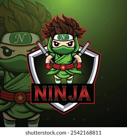 Modelo de design de esportes de logotipo mascote Ninja