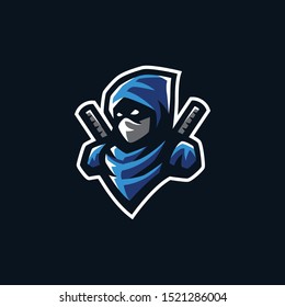 ninja mascot logo illustration. ninja gaming esport logo.