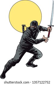 Ninja mascot logo template - Vector