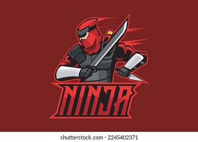 NINJA MASCOT LOGO VECTOR ILLUSTRATION