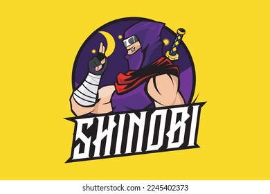 ILUSTRACIÓN DEL VECTOR DE LOGOTIPO DE MASCOT DE NINJA