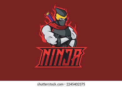 NINJA MASCOT LOGO VECTOR ILLUSTRATION
