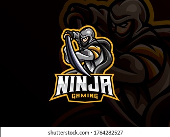 Ninja mascot sport logo design. Ninja warrior mascot vector illustration logo. Assassin mascot design, Emblem design for esports team. Vector illustration