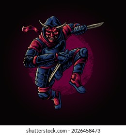 the ninja with mask illustration