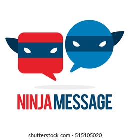 NINJA MESSAGE LOGO ICON SYMBOL EMBLEM TEMPLATE