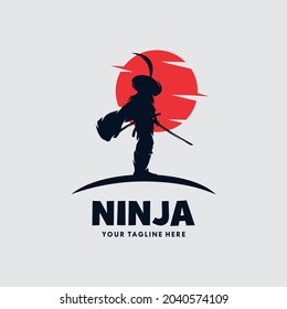 Ninja moon logo design illustration