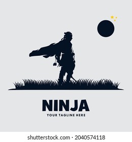 Ninja moon logo design illustration