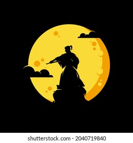 Ninja moon logo design illustration