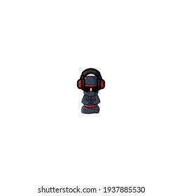 Ninja Music Cartoon Character Design Vector Illustration. With Cute, Funny, And Fun Cartoon. 