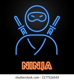 ninja neon sign, modern glowing banner design, colorful modern design trends on black background. Vector illustration.