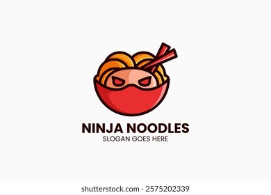 Ninja Noodles Logo. Vector Illustration