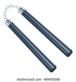 ninja nunchaku vector illustration isolated on a white background