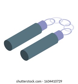 Ninja nunchucks icon. Isometric of ninja nunchucks vector icon for web design isolated on white background