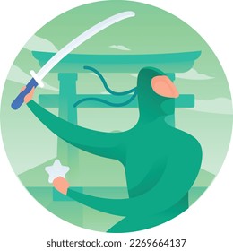 Ninja Occupation UI Flat Icon Vector EPS