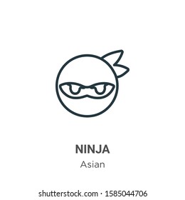 Ninja outline vector icon. Thin line black ninja icon, flat vector simple element illustration from editable asian concept isolated on white background