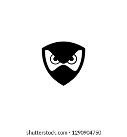 ninja owl logo, black and white