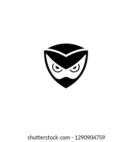 ninja owl logo, black and white