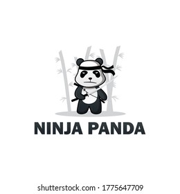Ninja Panda logo template design vector