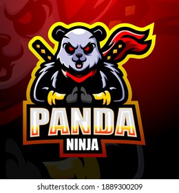 Ninja panda mascot esport logo design