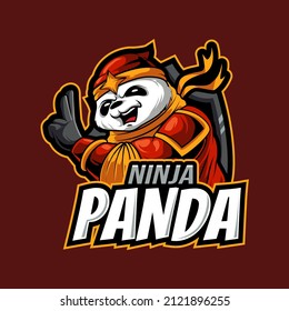 ninja panda mascot logo vector illustration template isolated