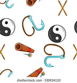 Ninja pattern. Cartoon illustration of ninja vector pattern for web