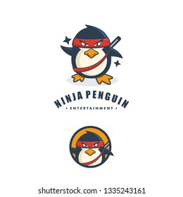 Ninja Penguin Concept illustration vector template. Suitable for Creative Industry, Multimedia, entertainment, Educations, Shop, and any related business