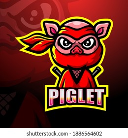 Ninja piglet mascot esport logo design
