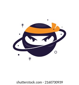 Ninja planet vector logo design template. Ninja character with globe icon design.	