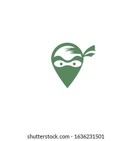 Ninja point location logo design. Ninja pin map vector logo design.	
