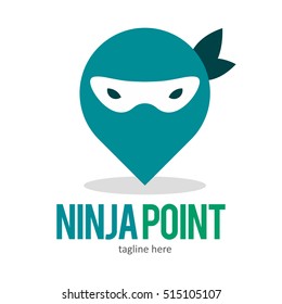 NINJA POINT LOCATION LOGO ICON SYMBOL EMBLEM TEMPLATE