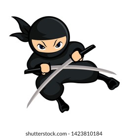 Ninja Pose 4 Using Two Sword Stock Vector (royalty Free) 1423810184 