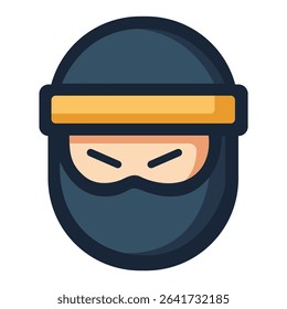 ninja profile avatar spy hidden agent flat color vector illustration template design