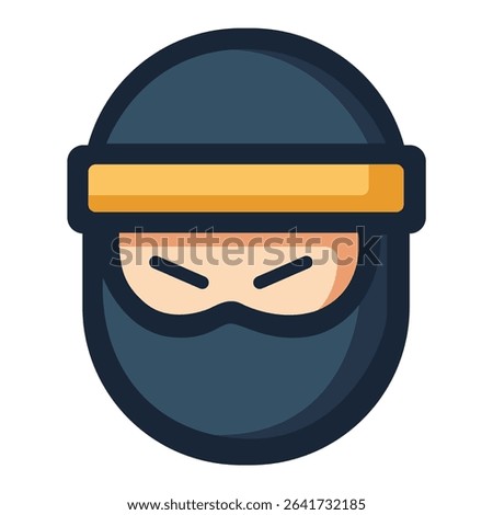 ninja profile avatar spy hidden agent flat color vector illustration template design