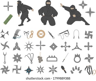 Ninja props illustration set material
