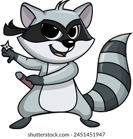 Ninja raccoon character vector illustration