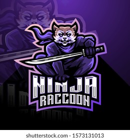 Ninja raccoon esport mascot logo design